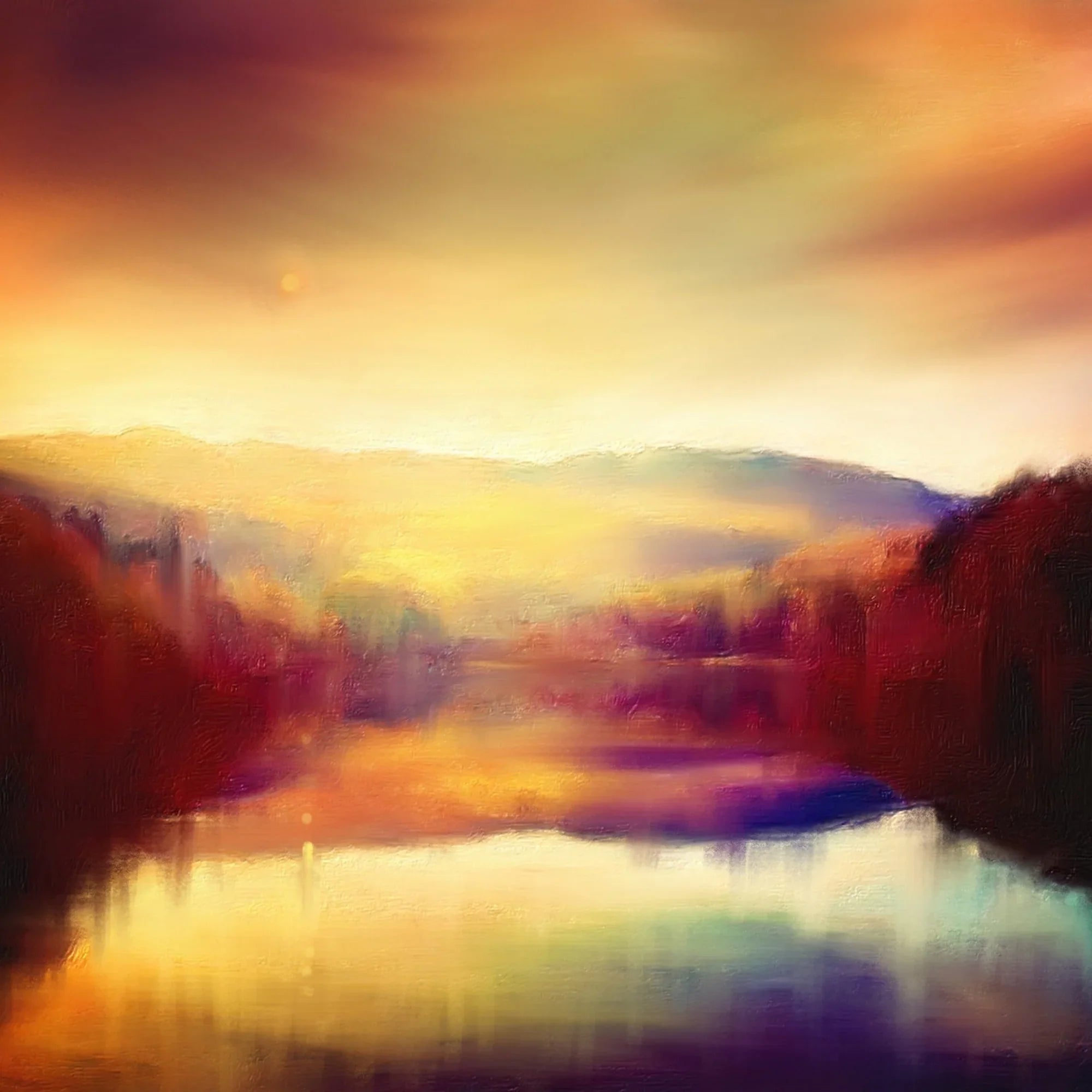 Loch Faskally Dusk | Scotland in your Pocket - Lochs & Mountains Art Gallery Worldwide Shipping Vibrant Impressionistic Painting Scottish
