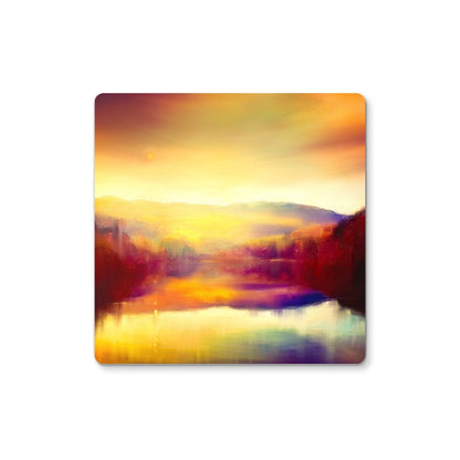 Loch Faskally Dusk | Scottish Art Gifts | Coaster | Scottish Lochs &amp; Mountains Art Gallery | Paintings, Prints, Homeware and Art Gifts From Scotland By Scottish Artist Kevin Hunter