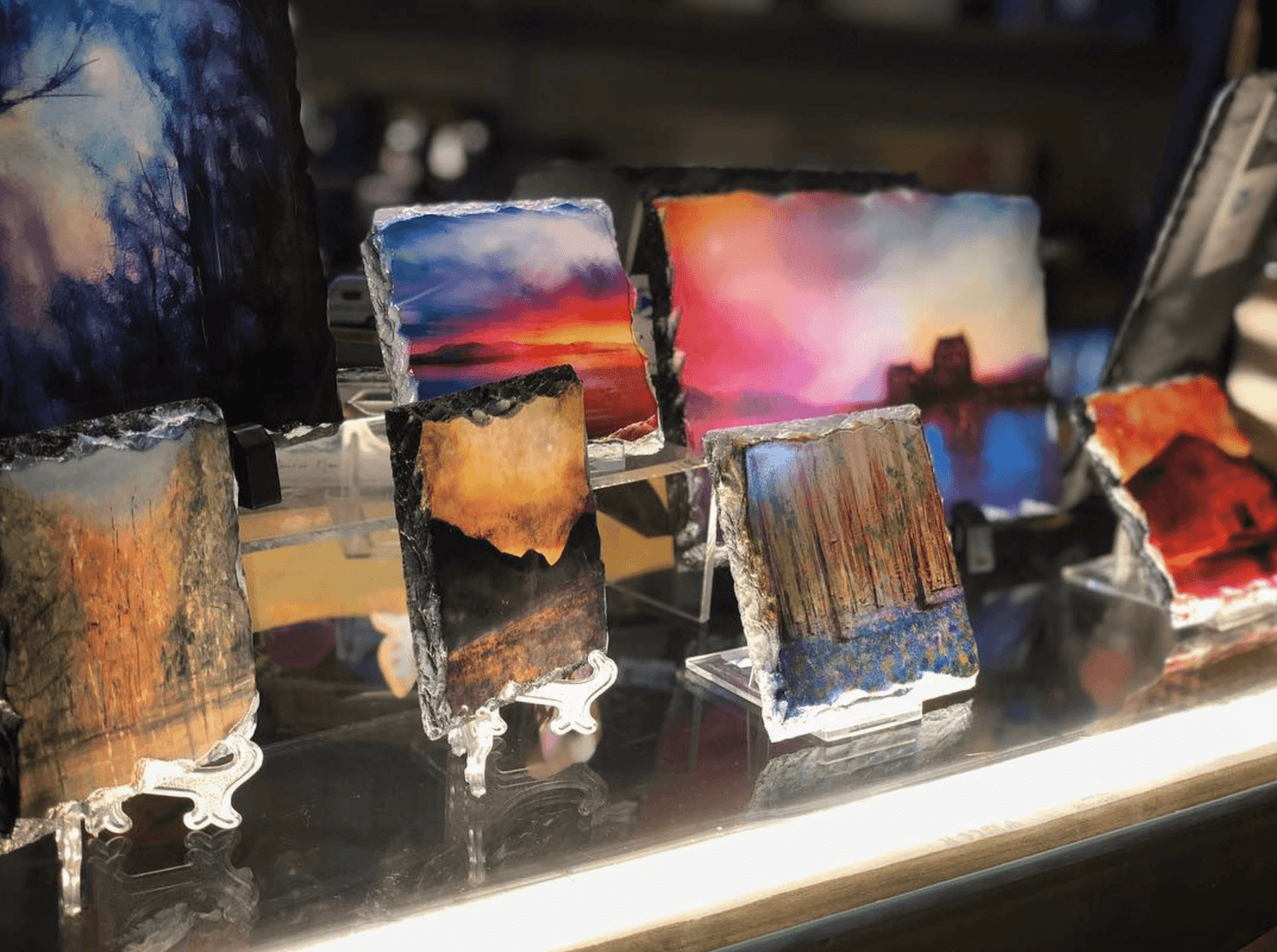 Loch Faskally Dusk Scottish Slate Art | Scottish Art Gifts