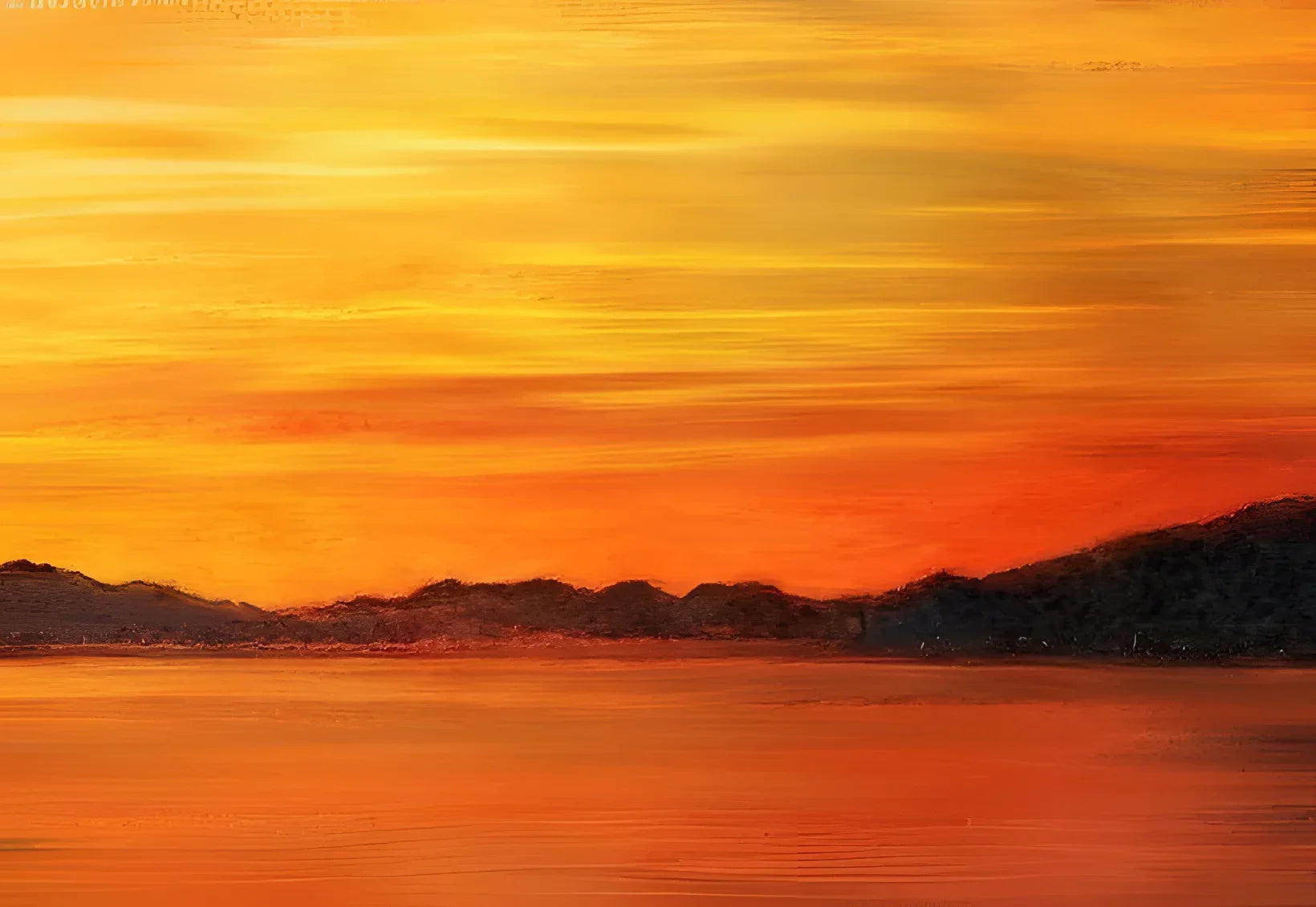 Loch Fyne Sunset - Lochs & Mountains Art Gallery Scotland Worldwide Shipping Fiery Sunset Water Scottish and Paintings Prints by Artist