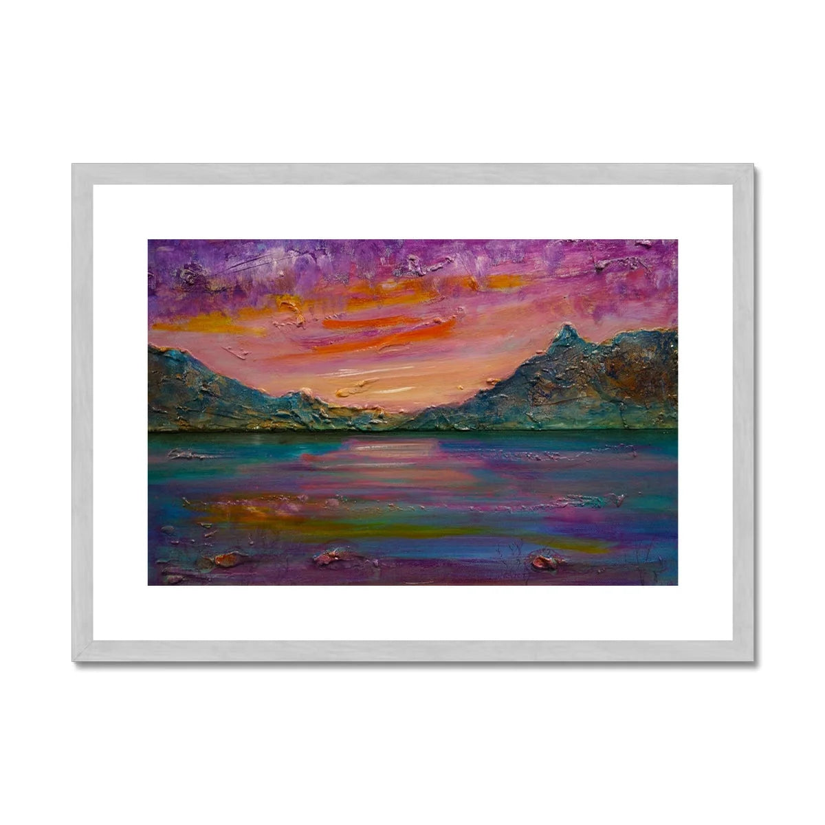 Loch Leven Sunset Antique Framed & Mounted Print - Glencoe Art Gallery Scotland Worldwide Shipping Scottish Prints and Landscape Paintings