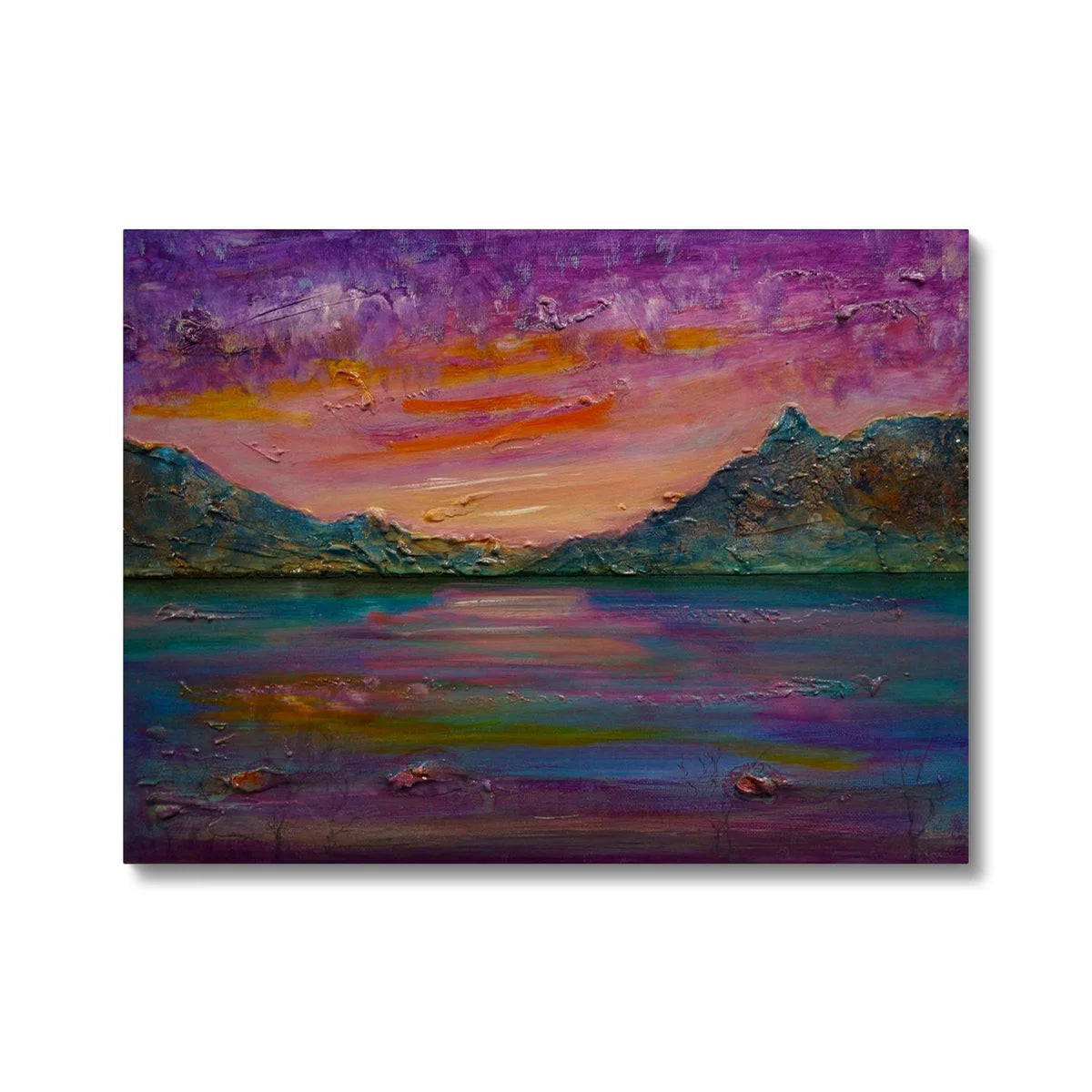 Loch Leven Sunset Canvas - Glencoe Art Gallery Scotland Worldwide Shipping Scottish Prints and Landscape Paintings by Artist Hunter
