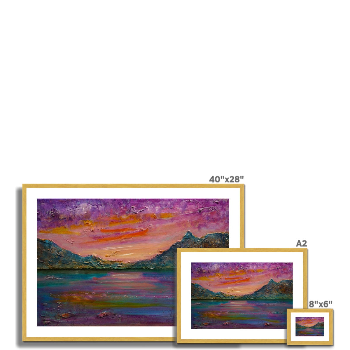 Loch Leven Sunset Painting | Antique Framed & Mounted Prints From Scotland