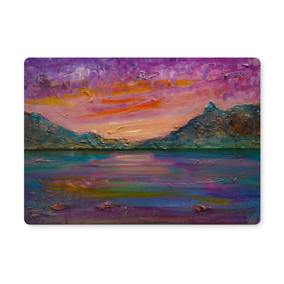 Loch Leven Sunset Placemat - Glencoe Art Gallery Scotland Worldwide Shipping Scottish Prints and Landscape Paintings by Artist Hunter