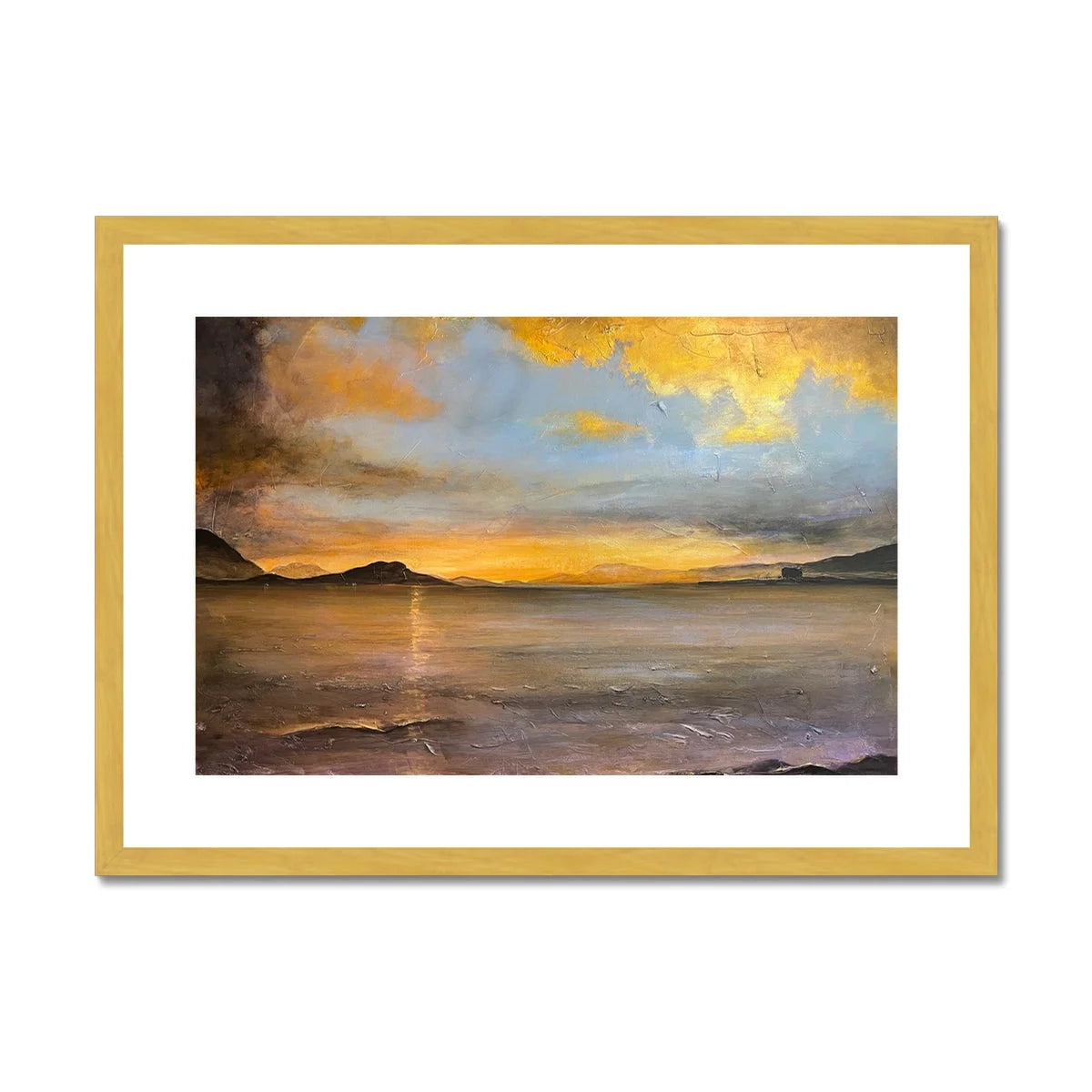 Loch Linnhe Sunset Antique Framed & Mounted Print - Lochs Mountains Art Gallery Scotland Worldwide Shipping Scottish Prints and Glencoe
