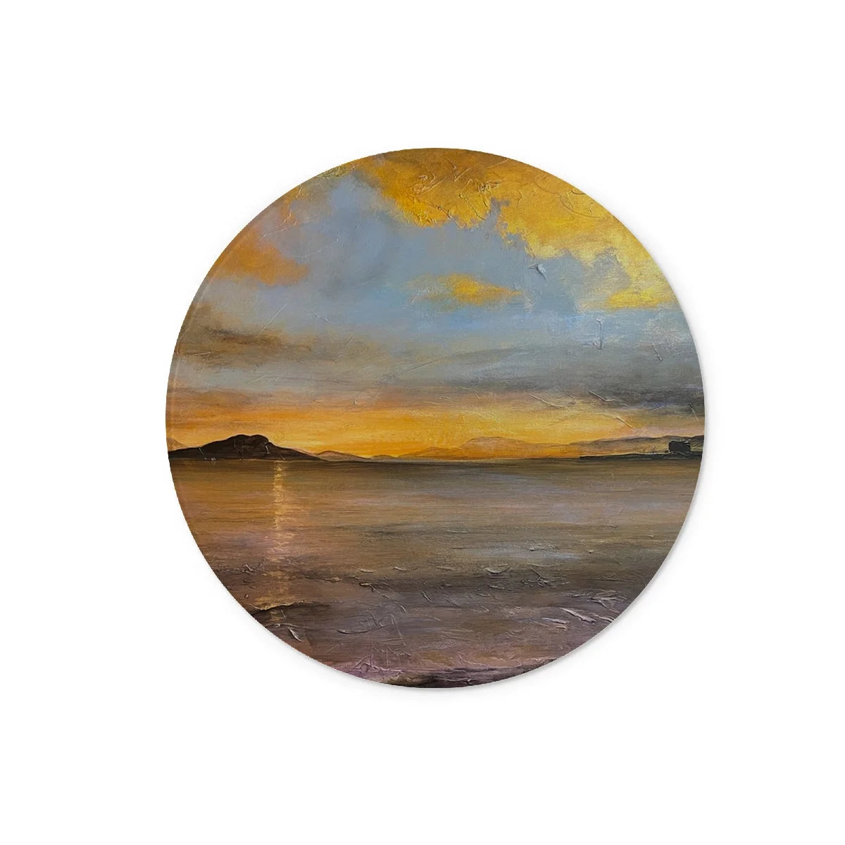 Loch Linnhe Sunset Glass Chopping Board - Lochs & Mountains Art Gallery Scotland Worldwide Shipping Scottish Prints and Glencoe Landscape