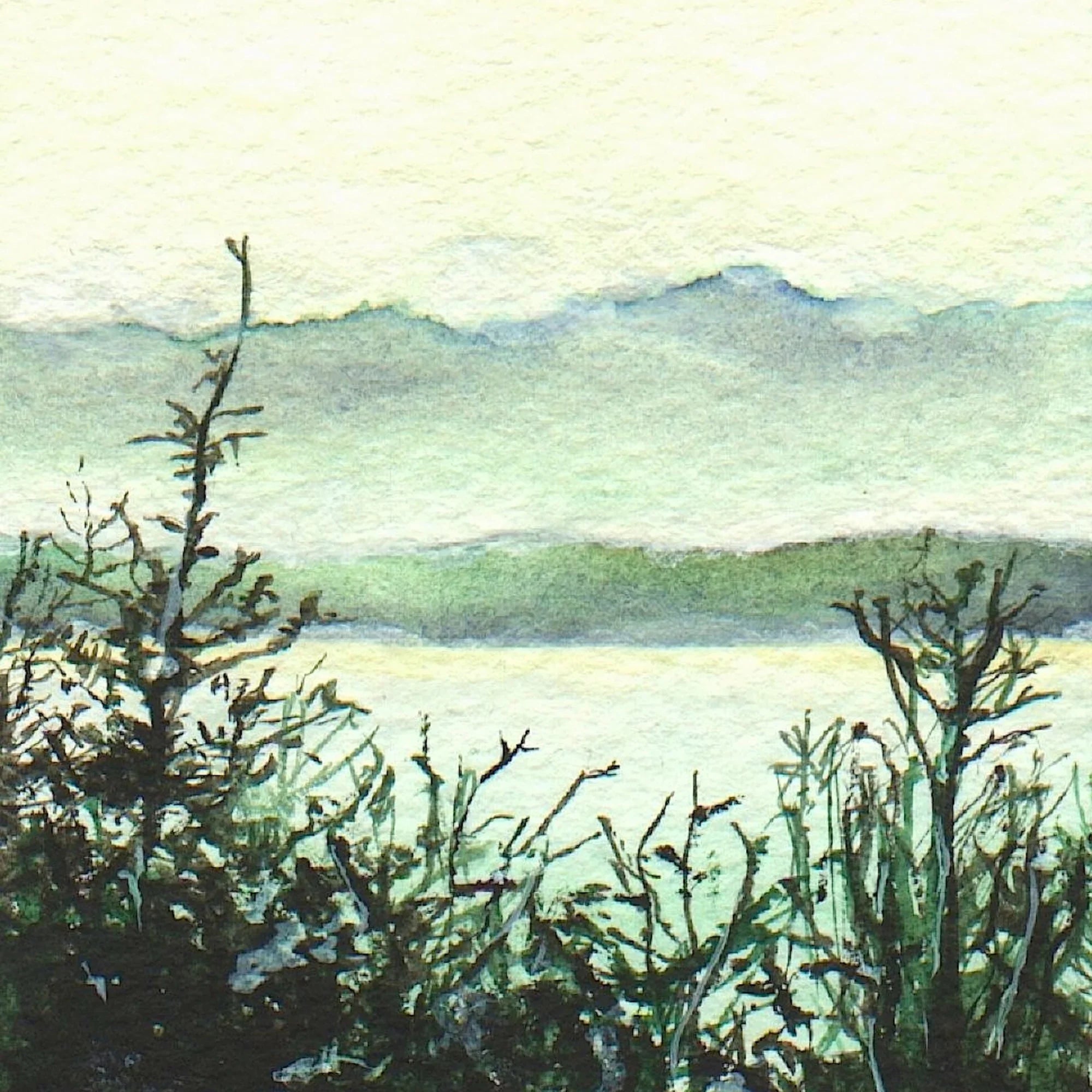 Loch Lomond Mist | Scotland in your Pocket - Lochs & Mountains Art Gallery Worldwide Shipping Watercolor Painting Serene Scottish