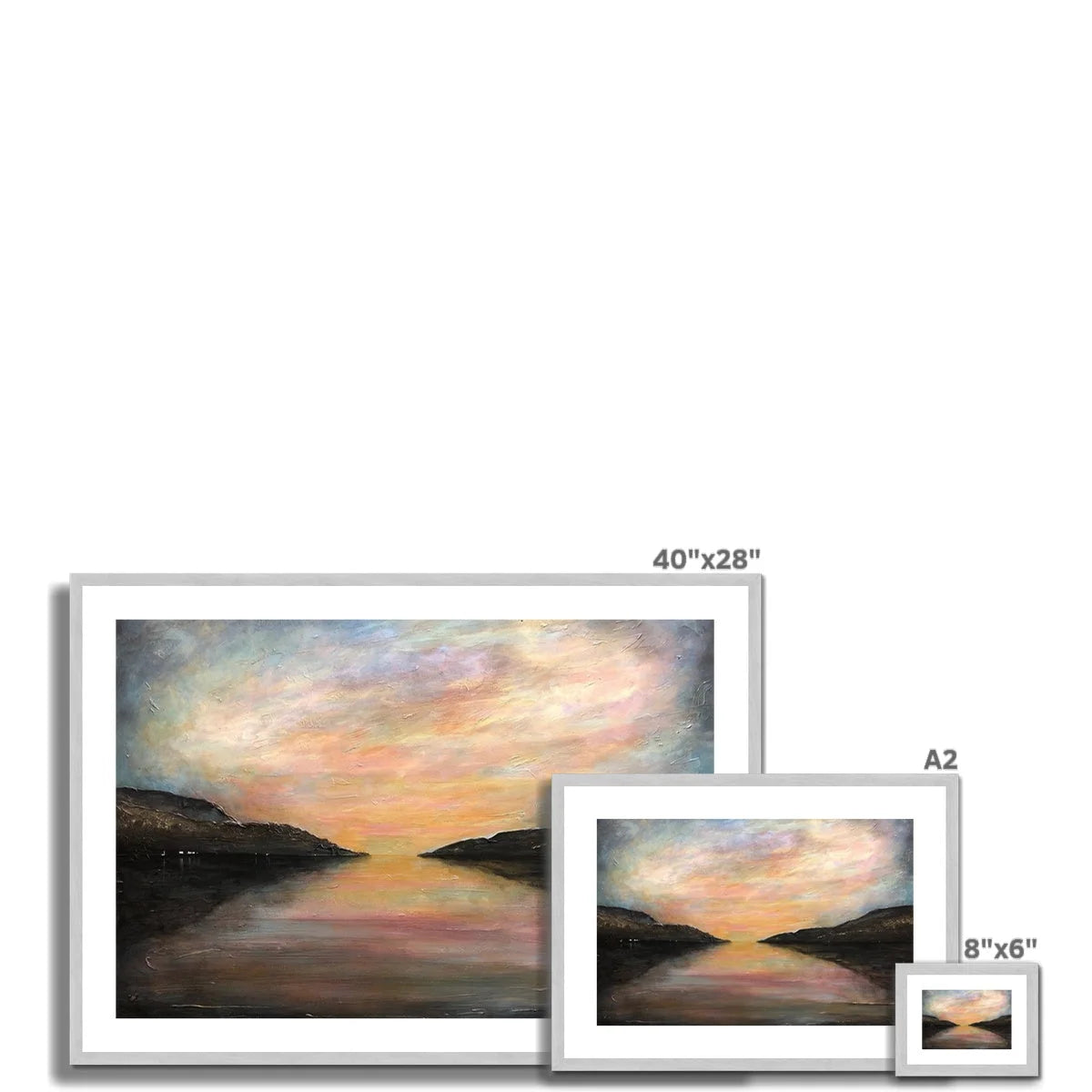 Loch Ness Glow Antique Framed & Mounted Print - Lochs Mountains Art Gallery Scotland Worldwide Shipping Scottish and Paintings Prints