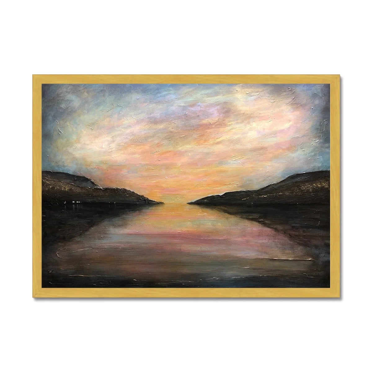 Loch Ness Glow Antique Framed Print - Lochs & Mountains Art Gallery Scotland Worldwide Shipping Scottish and Paintings Prints by Artist