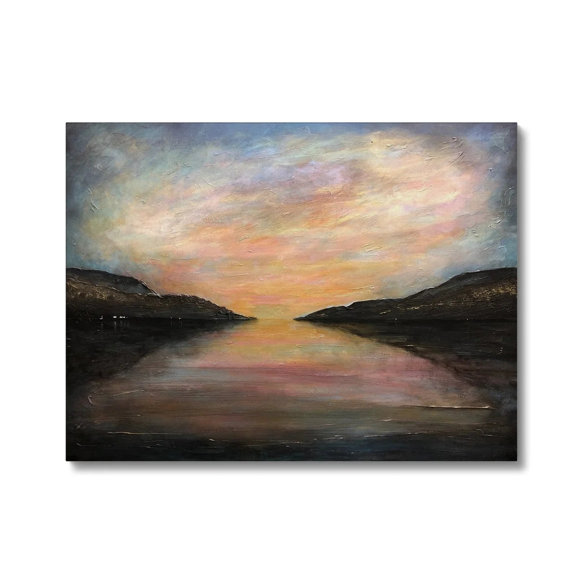 Loch Ness Glow Original Landscape Painting on Canvas - Lochs & Mountains Art Gallery Scotland Worldwide Shipping Scottish and Paintings