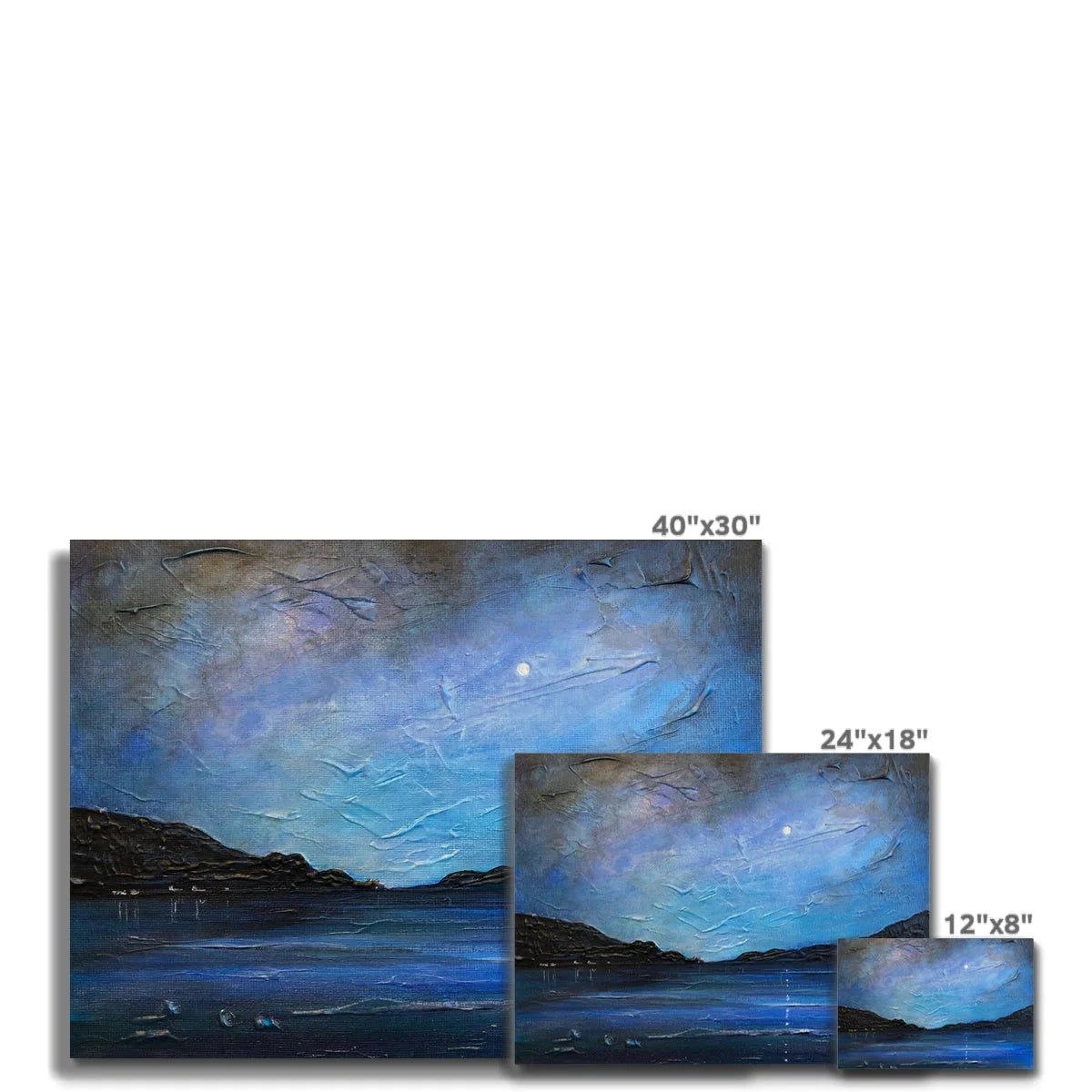 Loch Ness Moonlight Original Landscape Painting on Canvas - Lochs & Mountains Art Gallery Scotland Worldwide Shipping Scottish