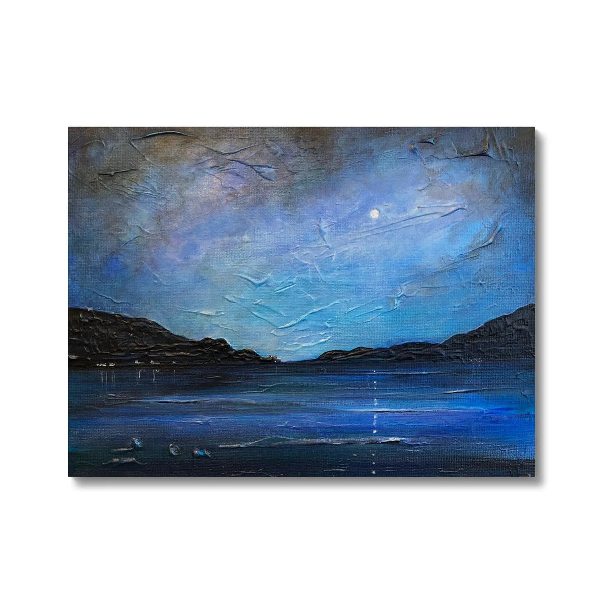 Loch Ness Moonlight Original Landscape Painting on Canvas - Lochs & Mountains Art Gallery Scotland Worldwide Shipping Scottish