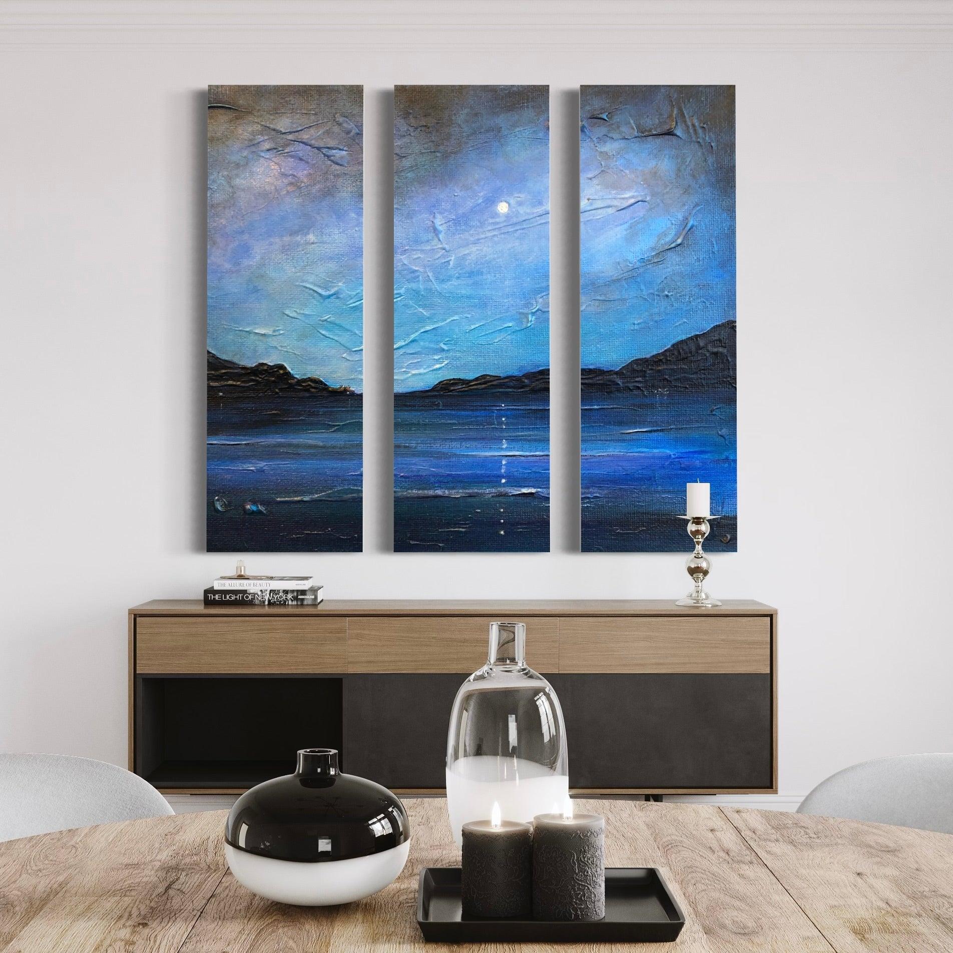 Loch Ness Moonlight Triptych Canvas Print