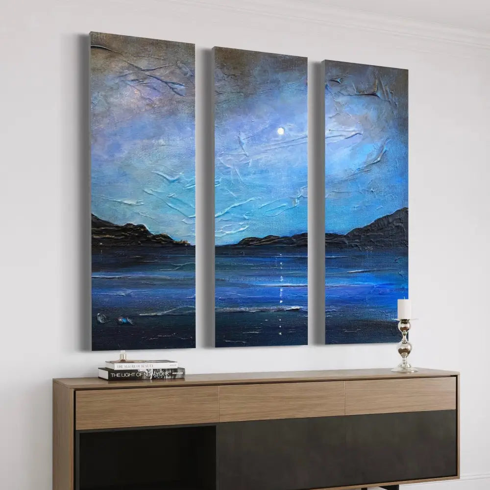 Loch Ness Moonlight Triptych Canvas Print
