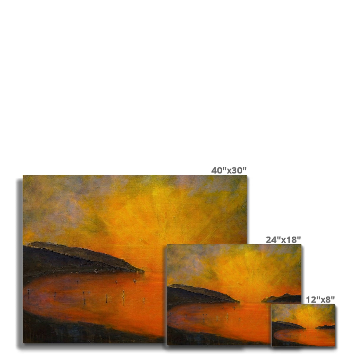 Loch Ness Sunset Canvas | Scottish Lochs &amp; Mountains Art Gallery | Paintings, Prints, Homeware and Art Gifts From Scotland By Scottish Artist Kevin Hunter