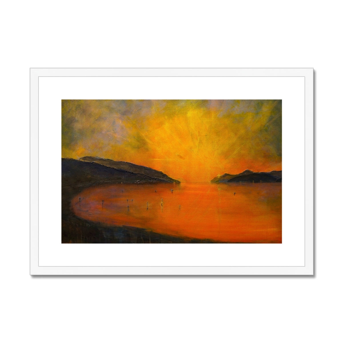 Loch Ness Sunset Painting | Framed &amp; Mounted Prints From Scotland