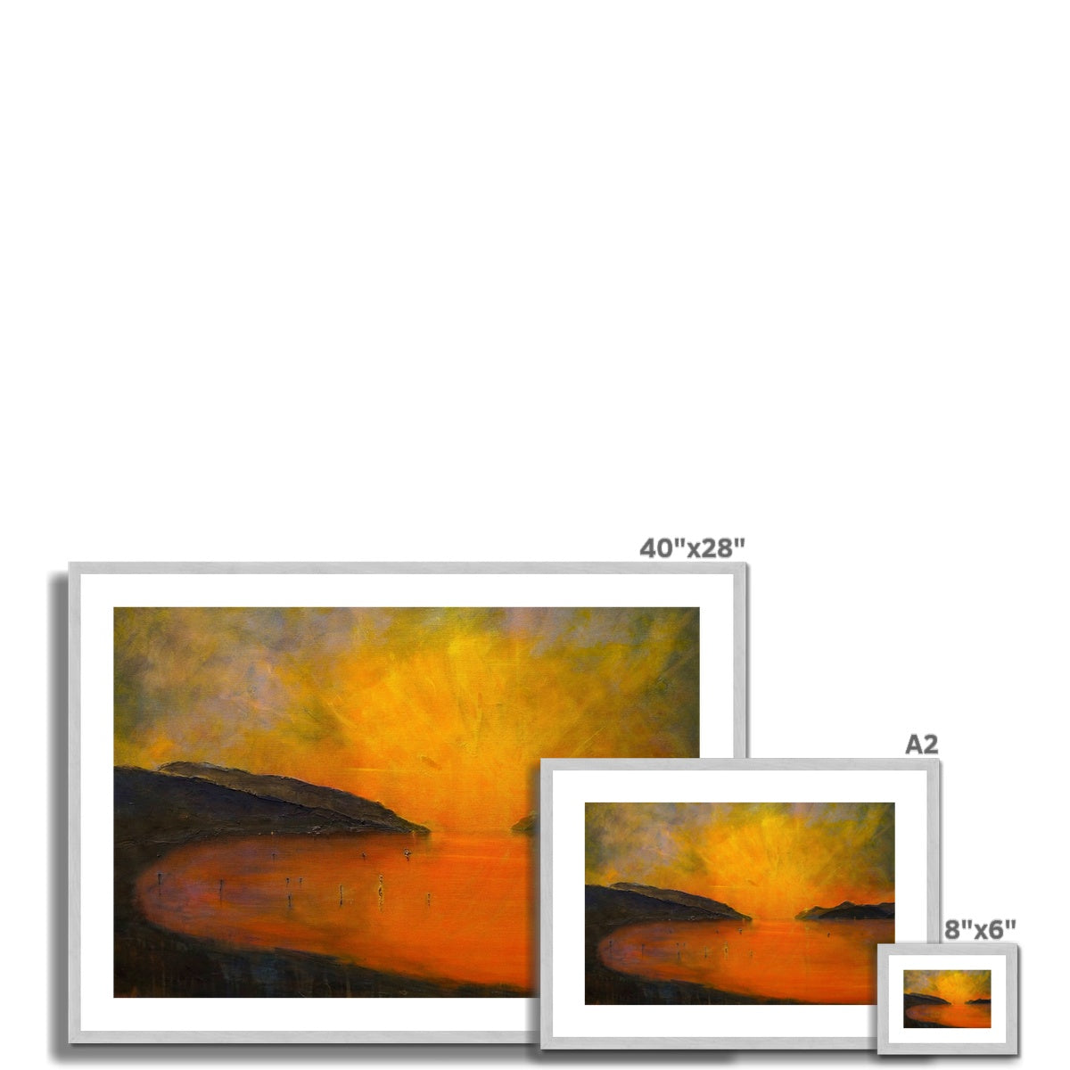 Loch Ness Sunset Painting | Antique Framed & Mounted Prints From Scotland