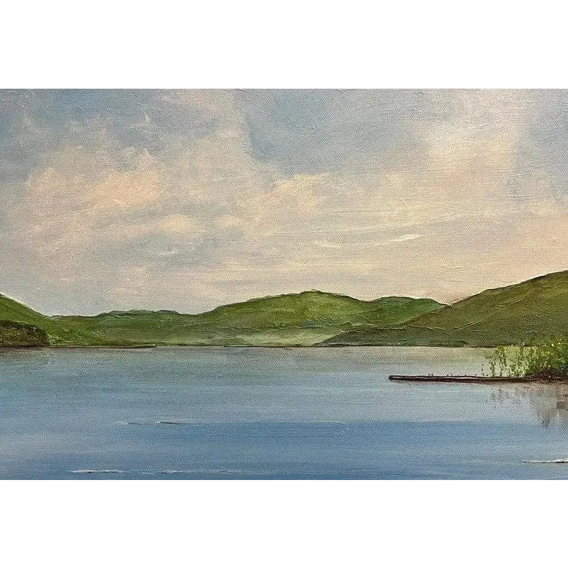 Serene lake landscape painting of Loch Tay by Scottish artist for Tay II art prints