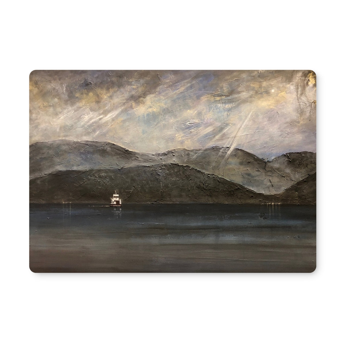 Lochranza Moonlit Ferry Arran Art Gifts Placemat