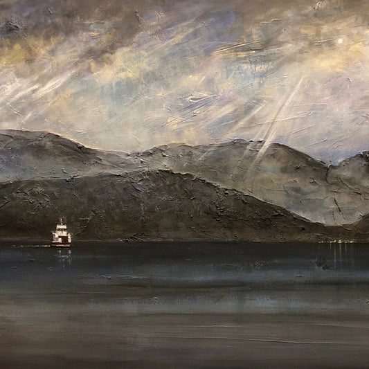 Lochranza Moonlit Ferry Arran | Scotland In Your Pocket | Scottish Art Gifts