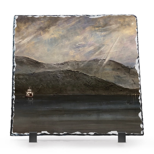 Lochranza Moonlit Ferry Arran Scottish Scottish Slate Art