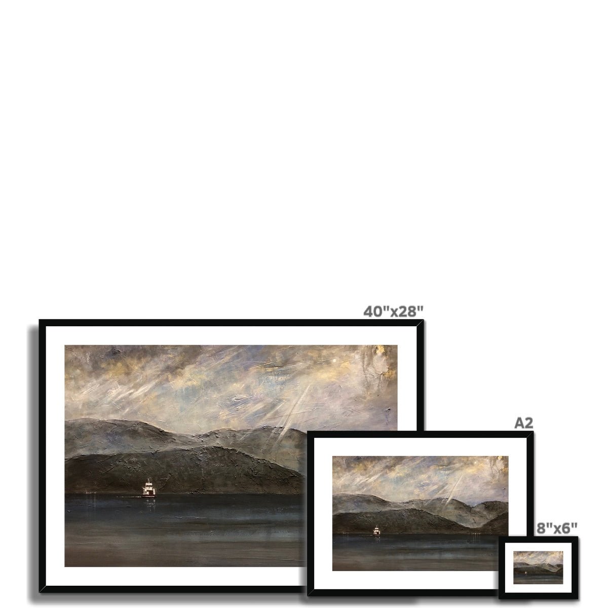 Lochranza Moonlit Ferry Painting | Framed &amp; Mounted Prints From Scotland