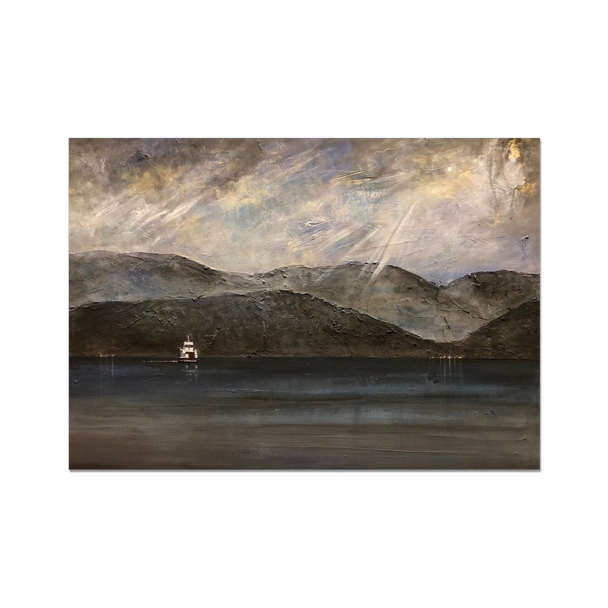 Lochranza Moonlit Ferry Painting | Fine Art Prints From Scotland