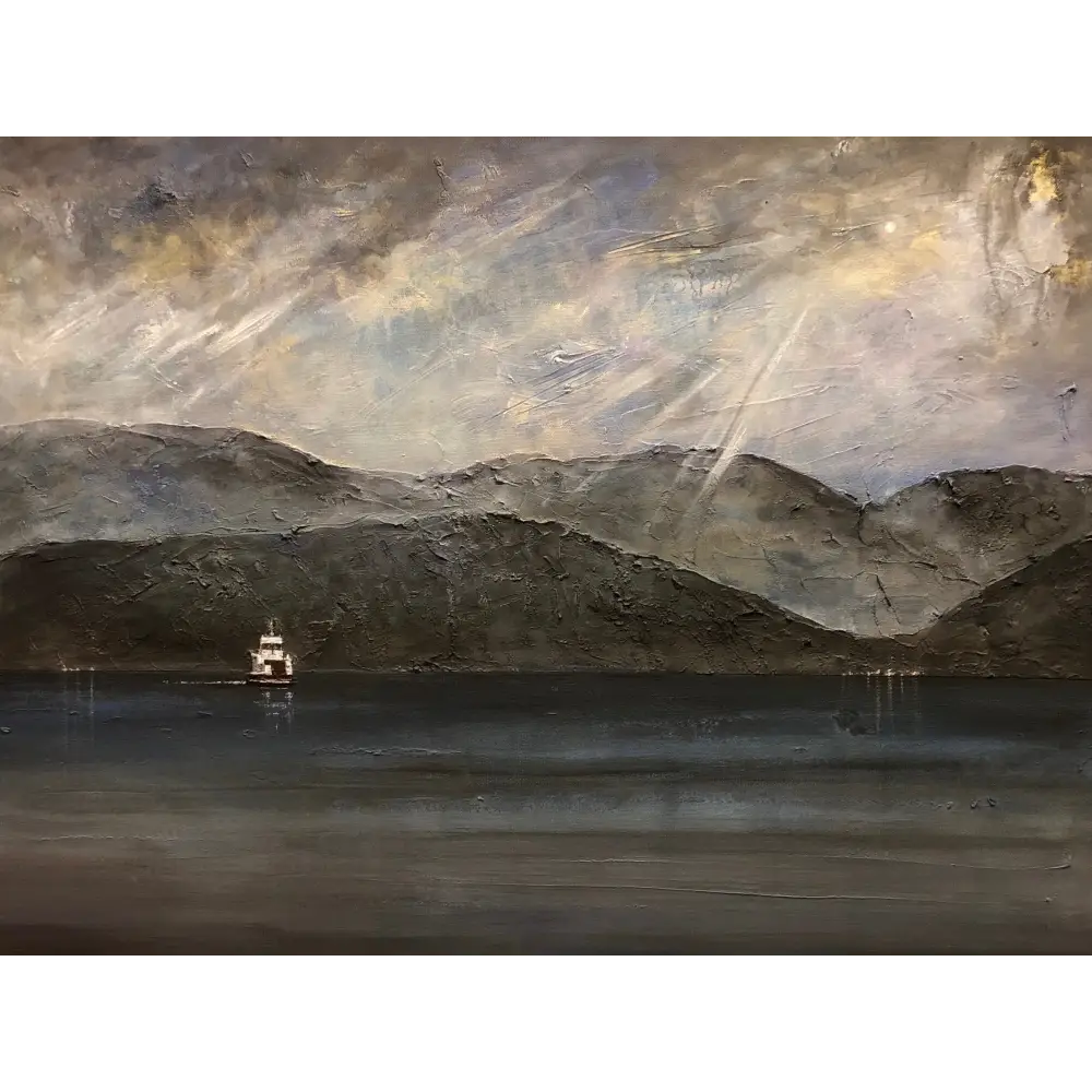Lochranza Moonlit Ferry - Scottish Art Prints - Arran Gallery Scotland