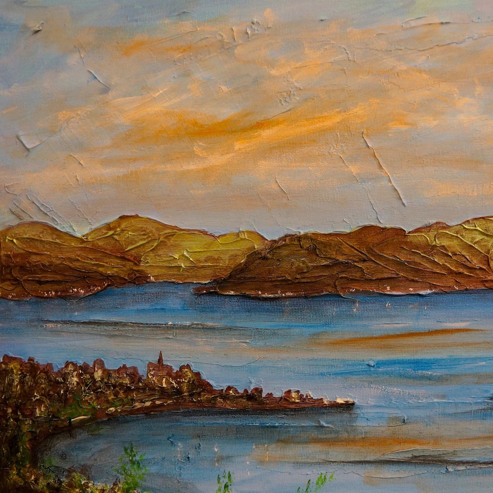 Looking from Lyle Hill | Scotland in your Pocket - River Clyde Art Gallery Worldwide Shipping Textured Oil Painting Scottish Landscape