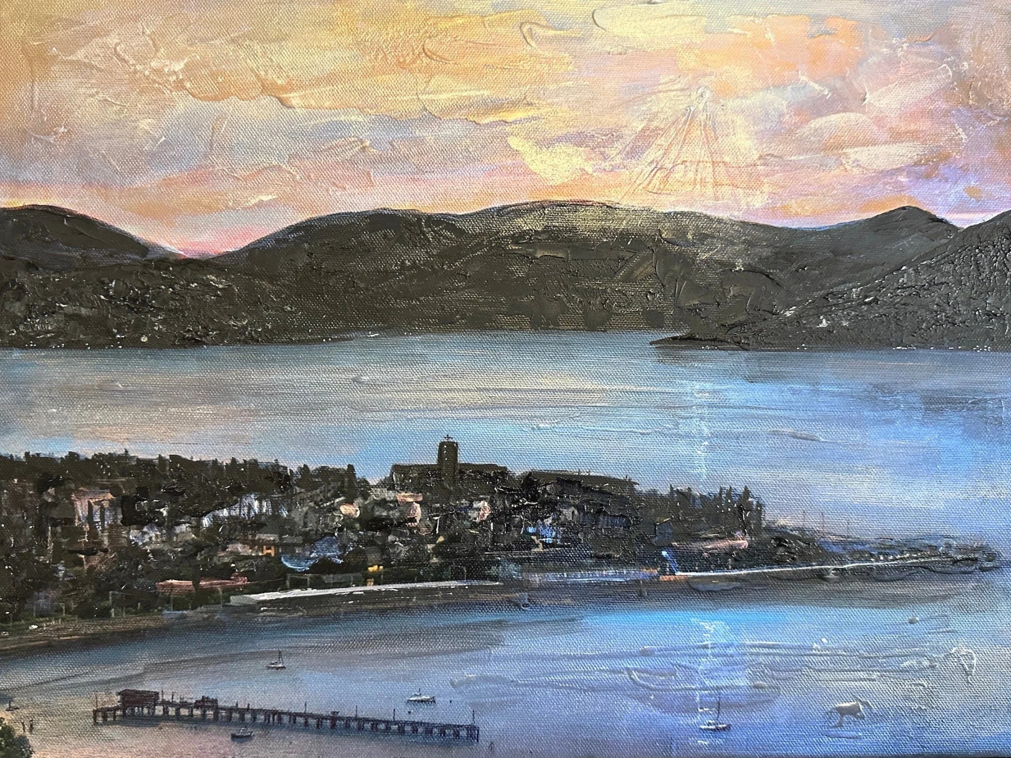 From Lyle Hill - River Clyde Art Gallery Scotland Worldwide Shipping Textured Oil Painting Kevin Hunter Portfolio Giclee Prints