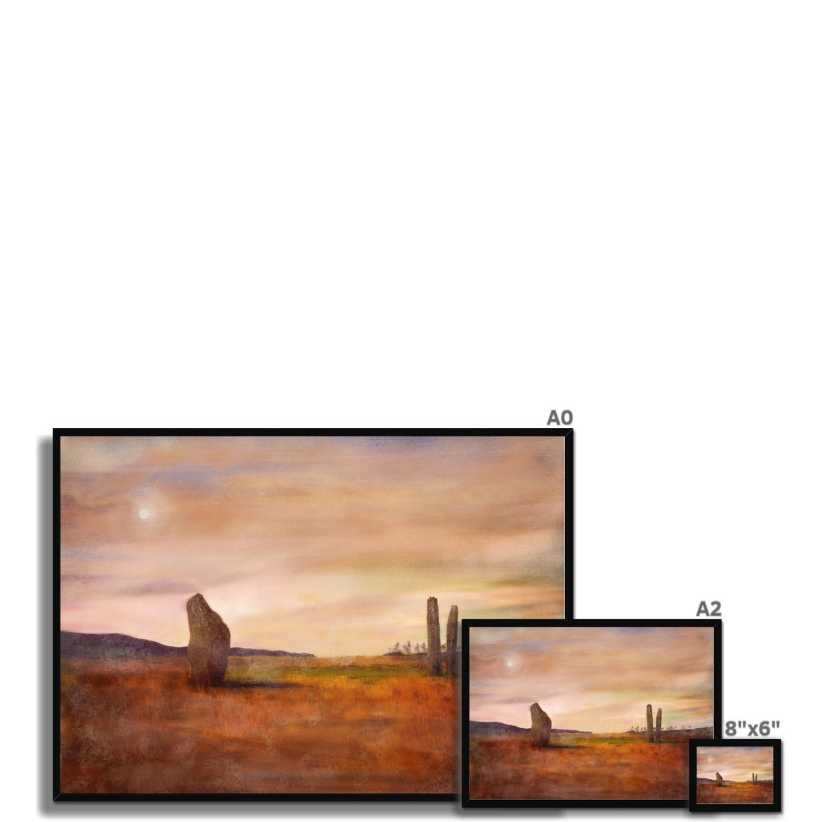 Machrie Moor Moonlight Painting | Framed Prints From Scotland-Framed Prints-Arran Art Gallery-Paintings, Prints, Homeware, Art Gifts From Scotland By Scottish Artist Kevin Hunter