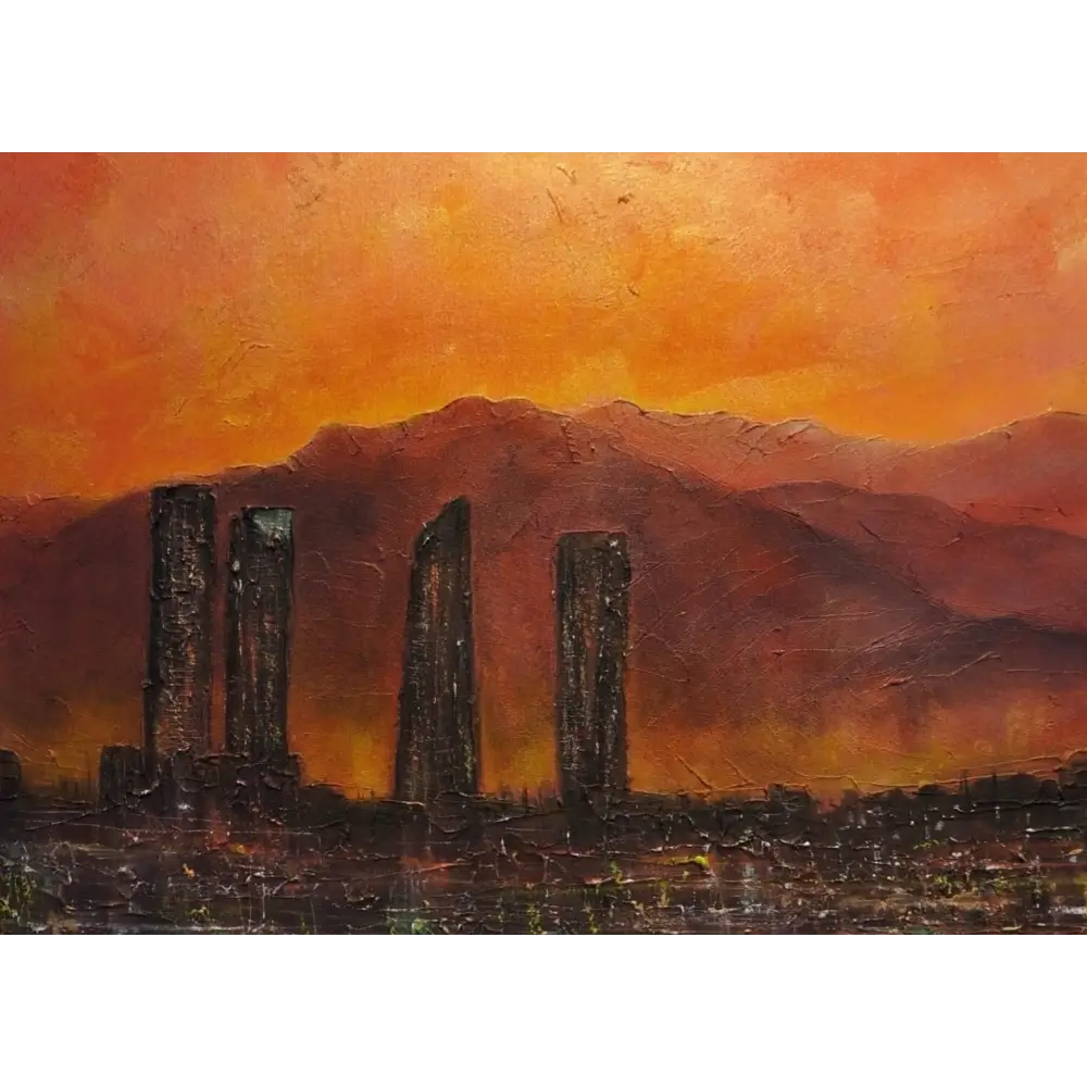 Impasto Madrid Dusk art print of ancient ruins showcasing vibrant dusk art prints