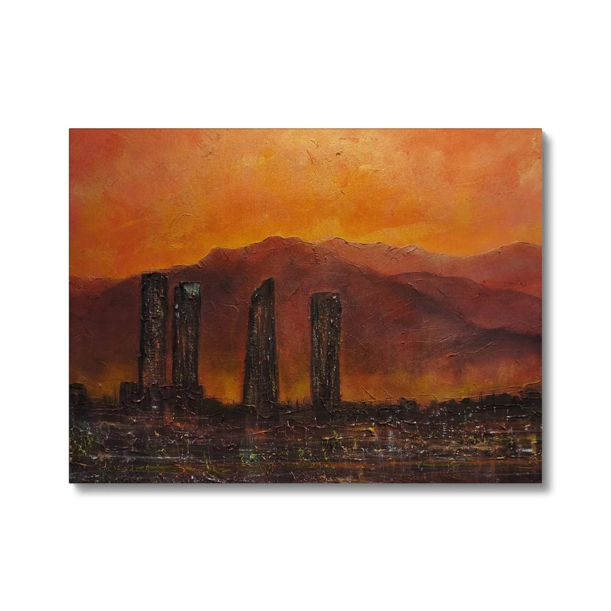 Madrid Dusk Original Cityscape Painting on Canvas - World Art Gallery Scotland Worldwide Shipping Hunter Scottish Prints and Landscape