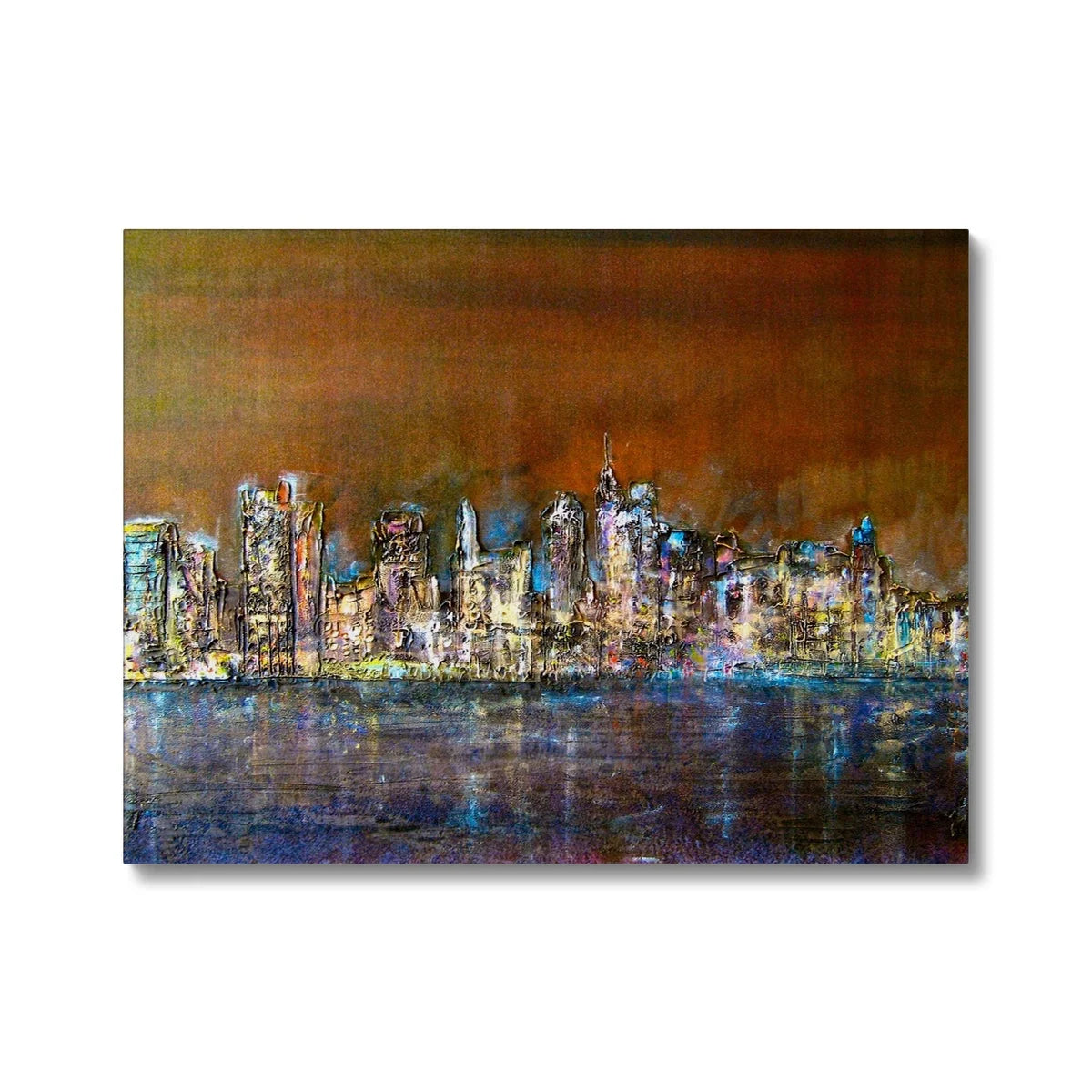 Manhattan Nights Original Cityscape Painting on Canvas - World Art Gallery Scotland Worldwide Shipping Hunter Scottish Prints and Landscape