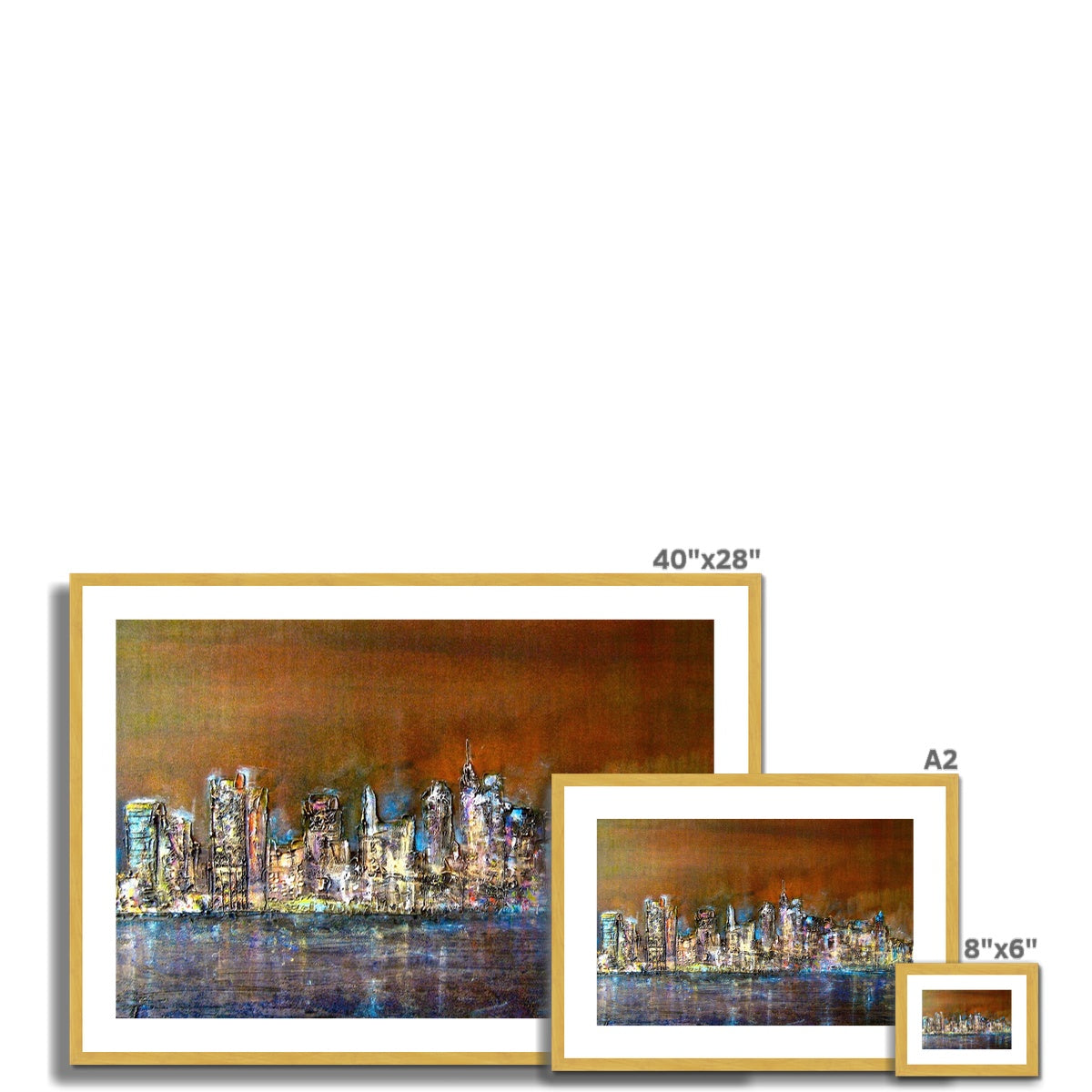 Manhattan Nights Painting | Antique Framed & Mounted Prints From Scotland