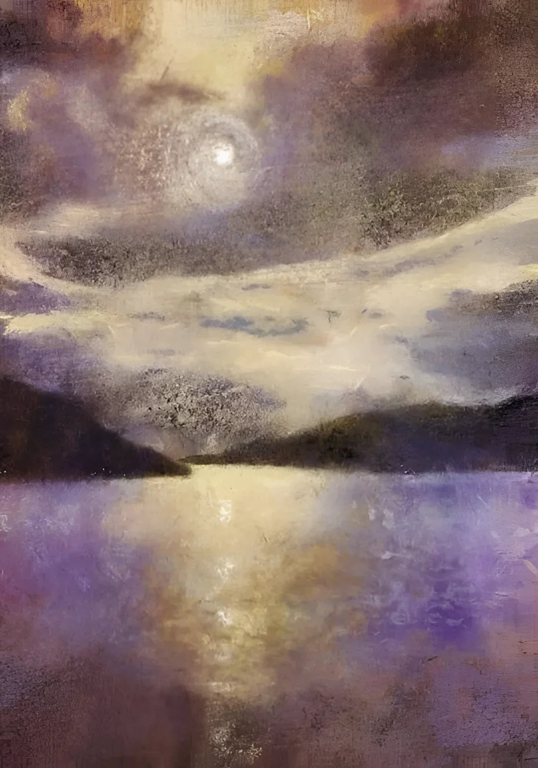 Moonlight Meets Lewis and Harris - Hebridean Islands Art Gallery Scotland Worldwide Shipping Impressionistic Moonlit Lake Kevin Hunter
