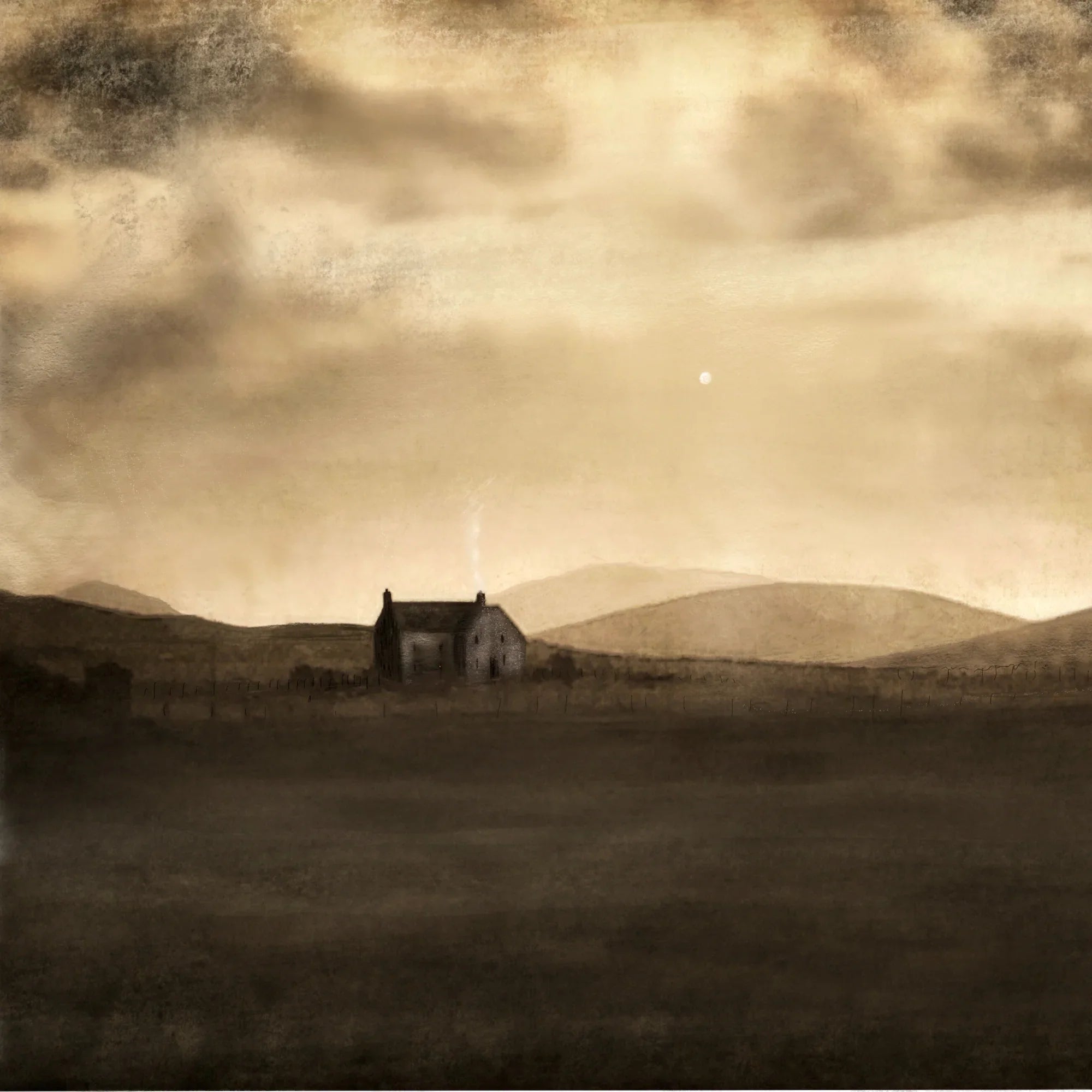 A Moonlit Croft | Scotland in your Pocket - Historic & Iconic Art Gallery Worldwide Shipping Solitary Rustic House Scottish Castles