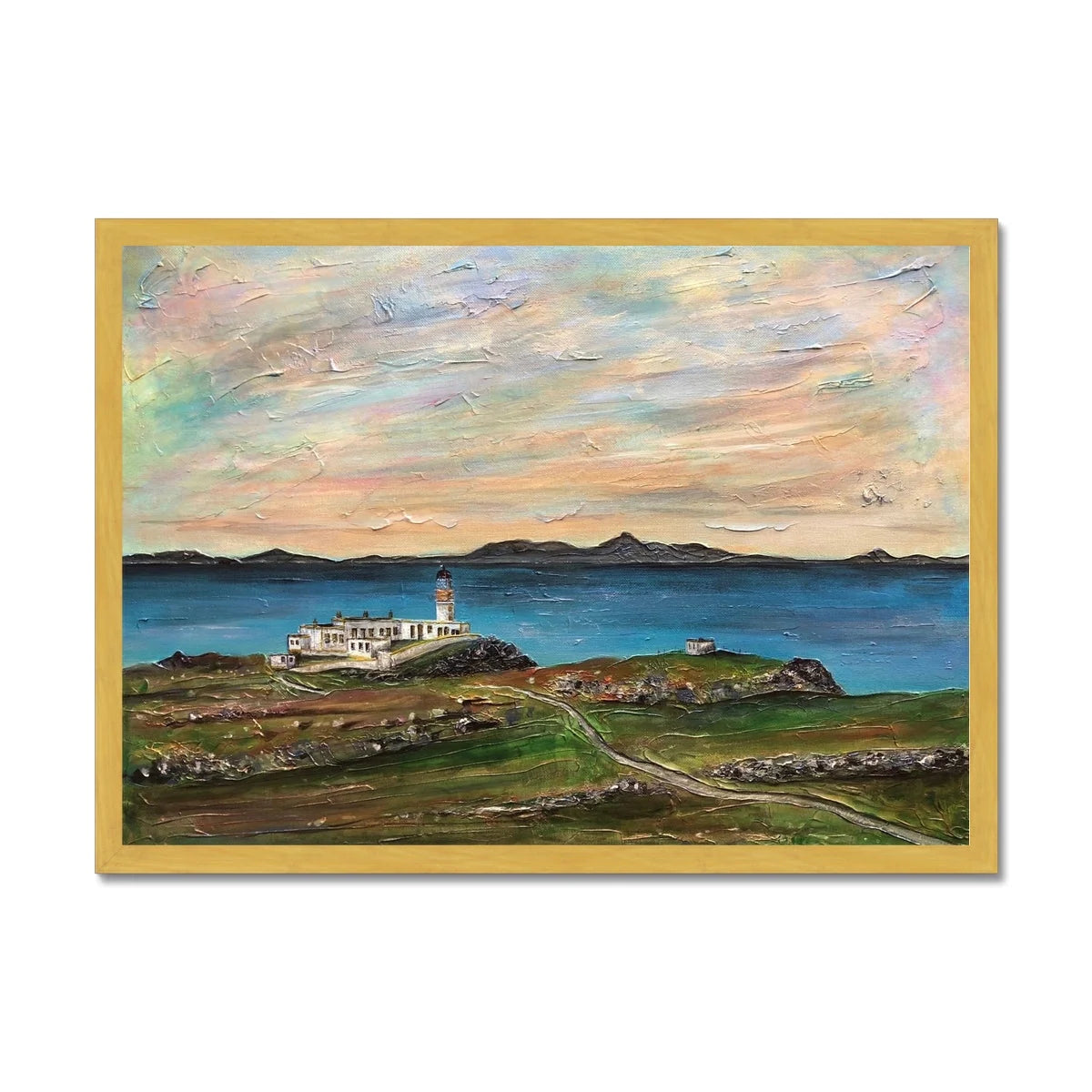 Neist Point Lighthouse Skye Antique Framed Print - Art Gallery Scotland Worldwide Shipping Scottish Landscape Paintings and Prints