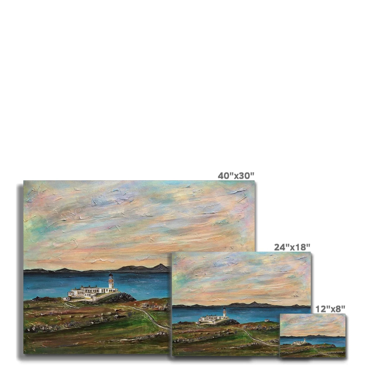 Neist Point Lighthouse Skye Canvas - Art Gallery Scotland Worldwide Shipping Scottish Landscape Paintings and Prints by Artist Hunter