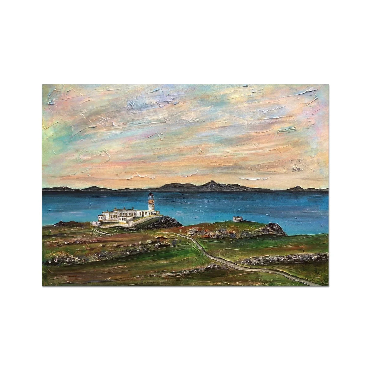 Neist Point Lighthouse Skye Fine Art Print - Gallery Scotland Worldwide Shipping Scottish Landscape Paintings and Prints by Artist Hunter