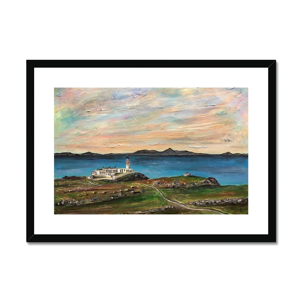 Neist Point Lighthouse Skye Framed & Mounted Print - Art Gallery Scotland Worldwide Shipping Scottish Landscape Paintings and Prints