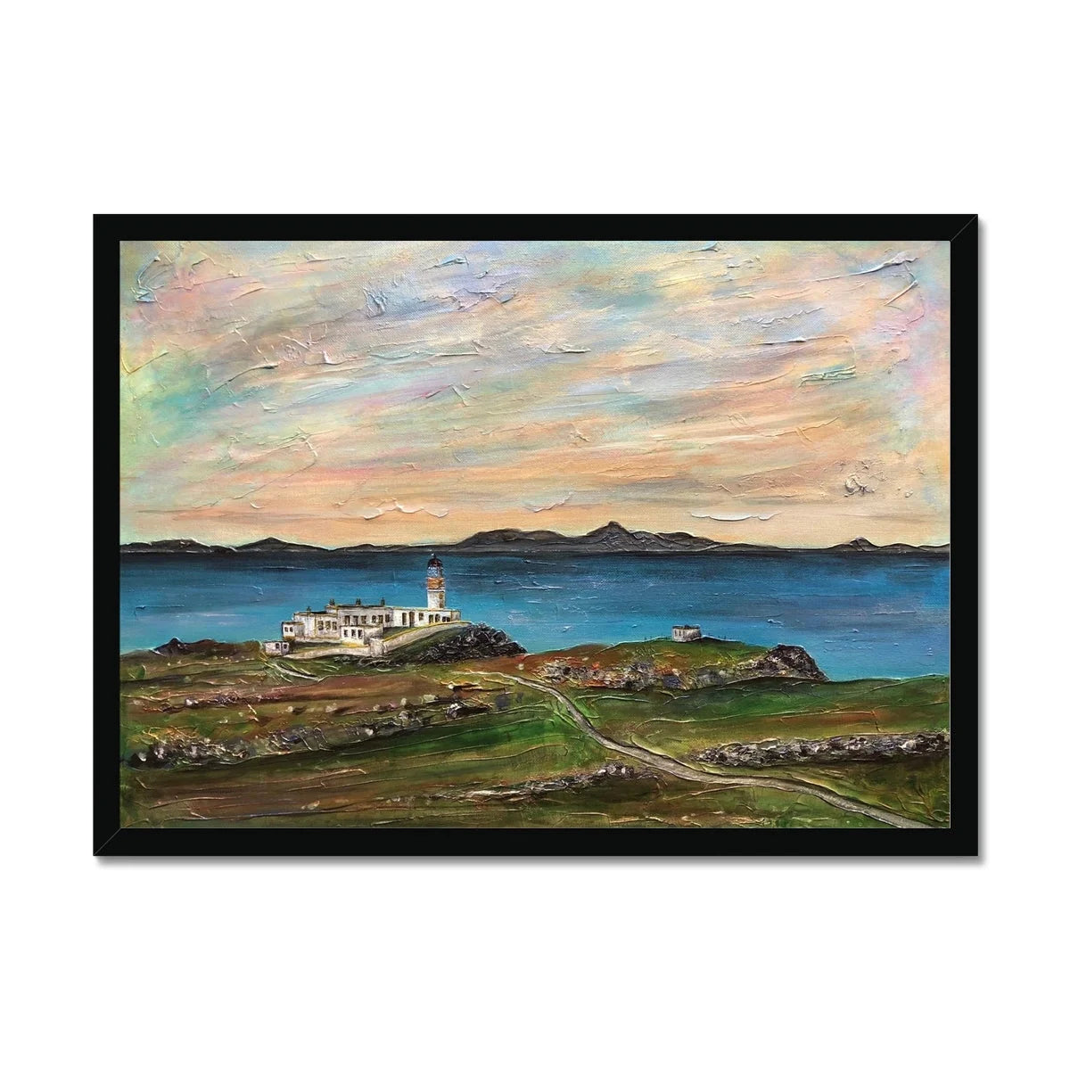 Neist Point Lighthouse Skye Framed Print - Art Gallery Scotland Worldwide Shipping Scottish Landscape Paintings and Prints by Artist Hunter