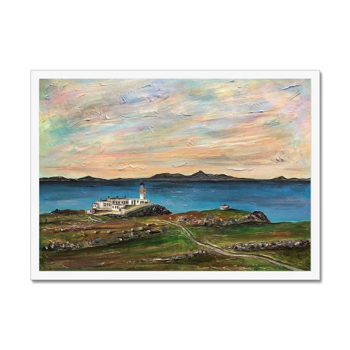 Neist Point Lighthouse Skye Framed Print - Art Gallery Scotland Worldwide Shipping Scottish Landscape Paintings and Prints by Artist Hunter