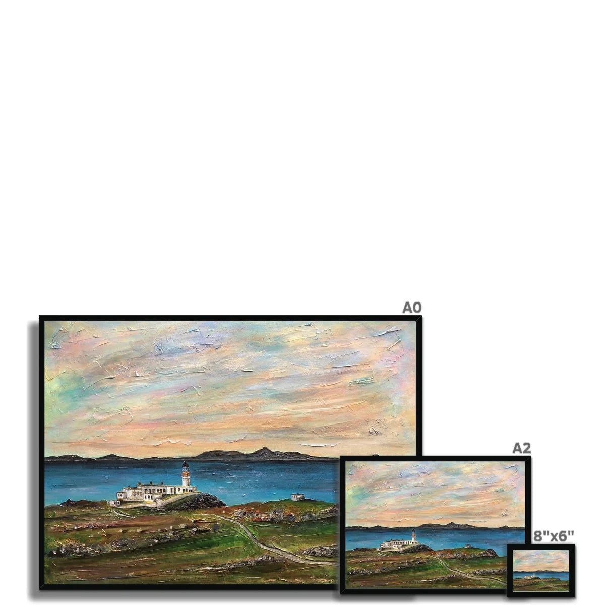 Neist Point Lighthouse Skye Framed Print - Art Gallery Scotland Worldwide Shipping Scottish Landscape Paintings and Prints by Artist Hunter