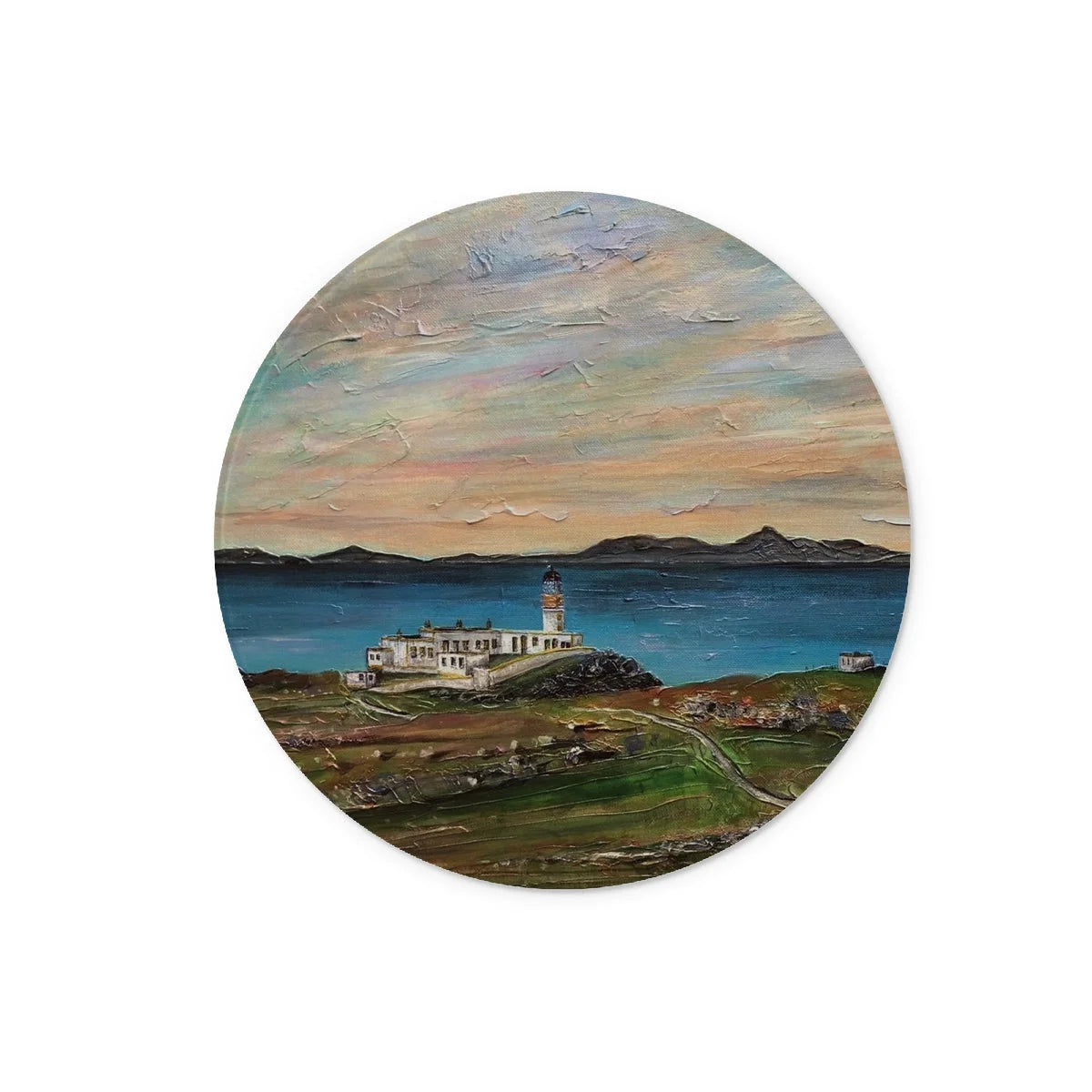 Neist Point Lighthouse Skye Glass Chopping Board - Art Gallery Scotland Worldwide Shipping Scottish Landscape Paintings and Prints