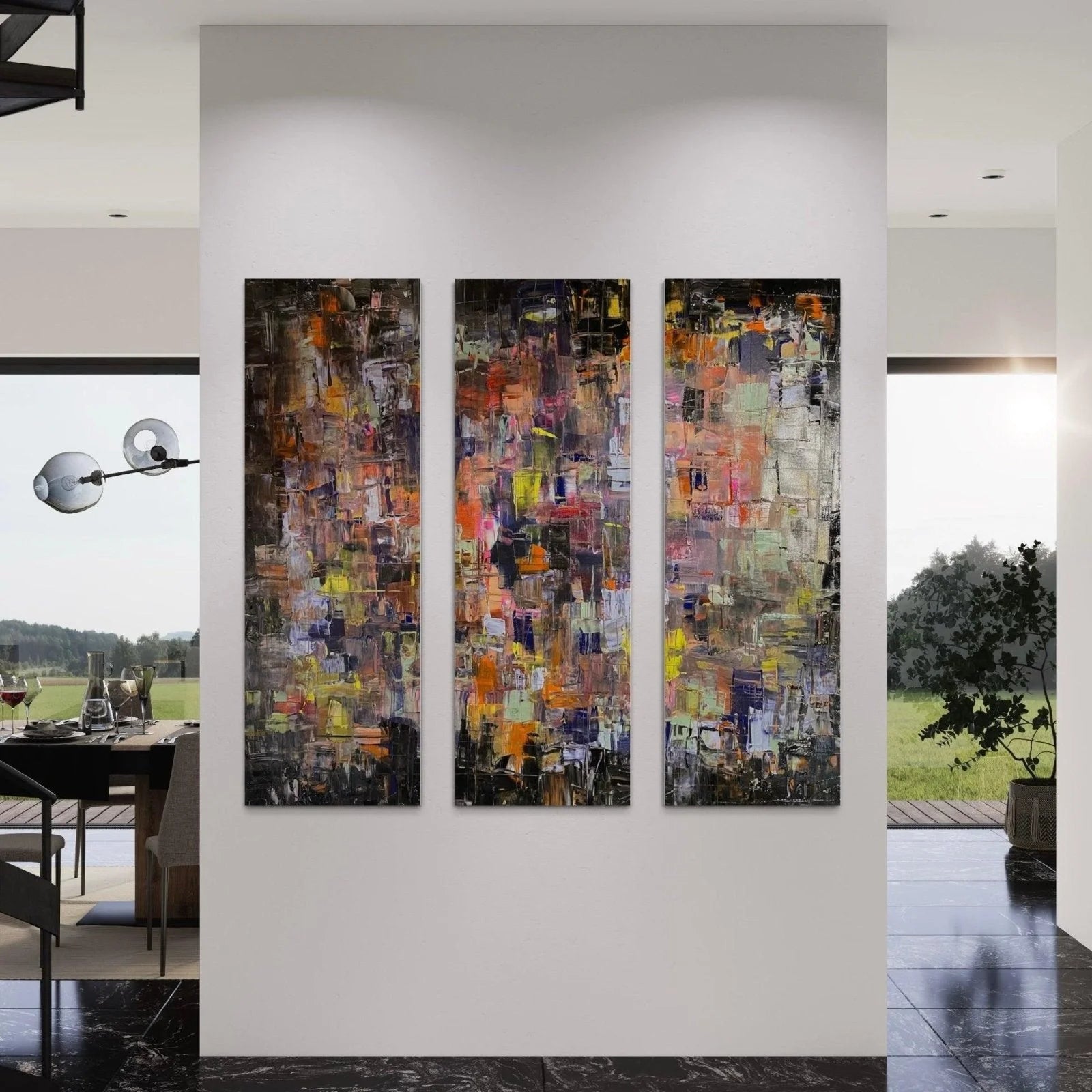 Never Enough Triptych | Statement Interior Wall Art from Scotland - Abstract & Impressionistic Gallery Worldwide Shipping Three Abstract