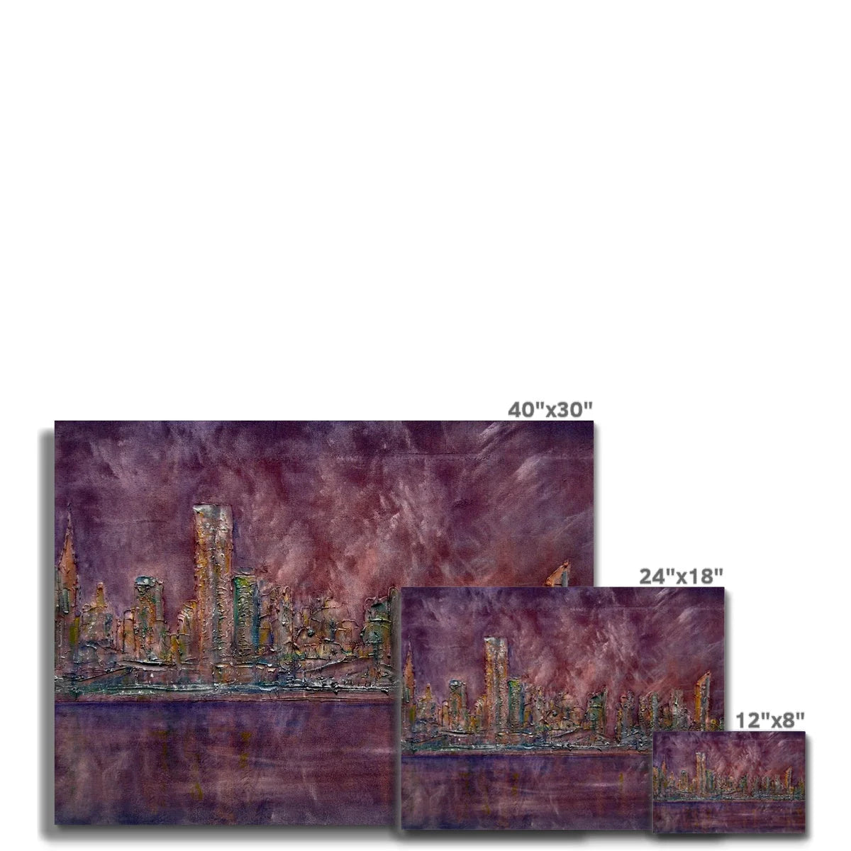 New York East Side Snow Original Cityscape Painting on Canvas - World Art Gallery Scotland Worldwide Shipping Hunter Scottish Prints