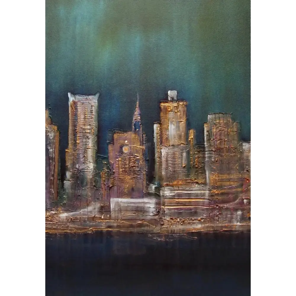 Textured cityscape painting from New York West Side art prints collection