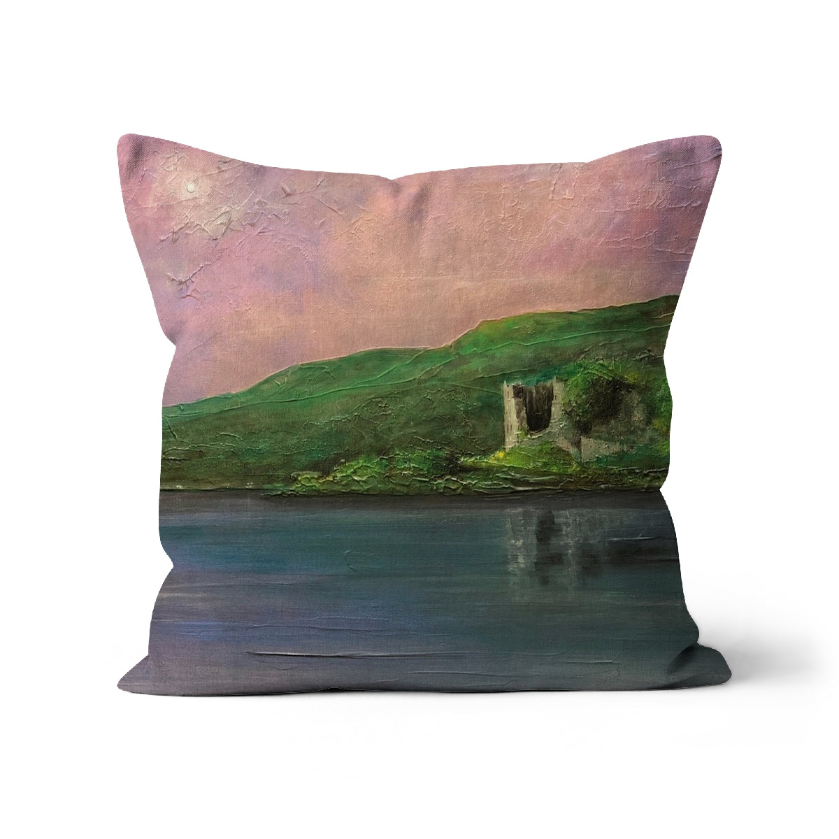 Old Castle Lachlan Art Gifts Cushion | Historic &amp; Iconic Scotland Art Gallery | Paintings, Prints, Homeware and Art Gifts From Scotland By Scottish Artist Kevin Hunter