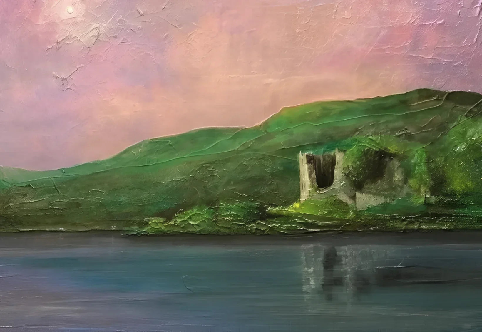 Old Castle Lachlan - Historic & Iconic Art Gallery Scotland Worldwide Shipping Green Hillside Castle Scottish Castles Paintings and Fine